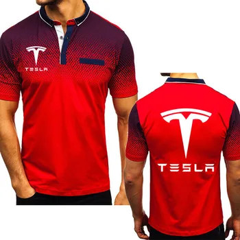 Naujas 2020 m. Vasarą vyriški Polo marškinėliai Tesla Automobilio Logotipu Aukštos Kokybės Medvilnės Gradientas atsitiktinis vyriški trumpomis rankovėmis 18