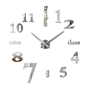Naujas atvykimo Kvarciniai laikrodžiai mados laikrodžiai 3d realaus didelis sieninis laikrodis puolė veidrodis lipduką 