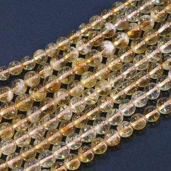 Naujas Atvykimo Natūralaus Akmens Karoliukai Sklandžiai Geltona Crystal 6mm 8mm 10mm Apvali Prarasti Karoliukai Papuošalai Priėmimo 15inch didmeninė B3293