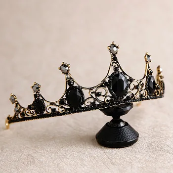 Naujas Baroko Retro Black Crystal Rožančiai Karūnos Princesė Karalienė 