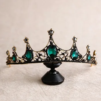 Naujas Baroko Retro Black Crystal Rožančiai Karūnos Princesė Karalienė 