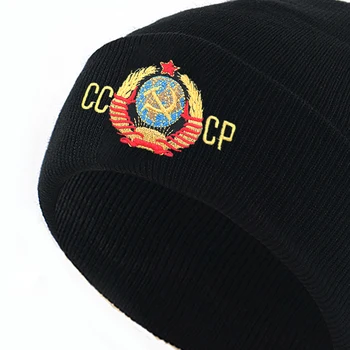Naujas beanie kepurė hat SSSR, CCCP siuvinėjimo megzta kepurė medvilnė lankstus mados beanies žiemą, Rudenį Rusijos skrybėlės unisex