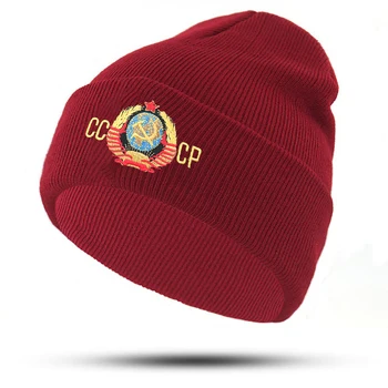 Naujas beanie kepurė hat SSSR, CCCP siuvinėjimo megzta kepurė medvilnė lankstus mados beanies žiemą, Rudenį Rusijos skrybėlės unisex