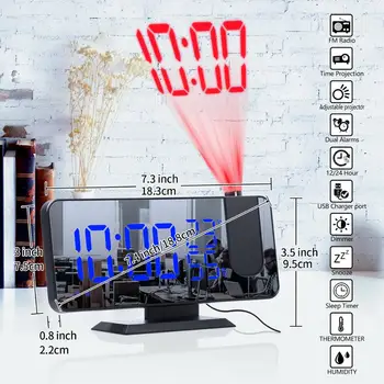 NAUJAS Skaitmeninis LED Laikrodis-Žadintuvas Žiūrėti Lentelėje Elektroninių Darbalaukio Laikrodžius, USB Pabusti FM Radijas Laiko Projektorius Atidėjimo Funkcija, 2 Signalizacijos