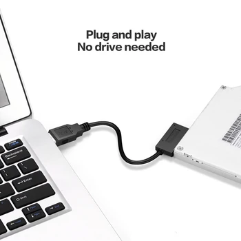 Naujausias USB 2.0 Mini Sata II 7+6 13Pin Adapteris Keitiklio Kabelį, Nešiojamas DVD/CD ROM Slimline Ratai Atsargų Dropshipping