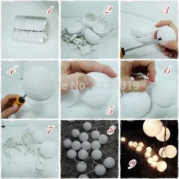 Naujo dizaino baltas medvilnės kamuolys string žibintai , Pasakų žibintai,Vestuvių,pobūvių,Kiemo,kalėdų Dekoro AC kištukas galia