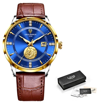 Naujų Laikrodžių Vyrams Ultra Plonas Dial 7MM atsparumas Vandeniui Laikrodis LIGE Dizaino Laisvalaikio Odos Vyrai Laikrodžiai Top Brand Prabanga Kvarciniai Laikrodžių Vyrams