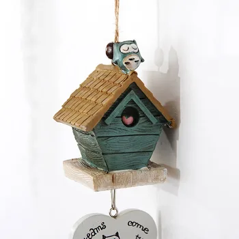 Nedidelis Namas Cute Kačių Vėjo Varpeliais, Dervos Vėjo Varpai Vintage Papuošalai Namuose Kabo Ornamentu Priedai