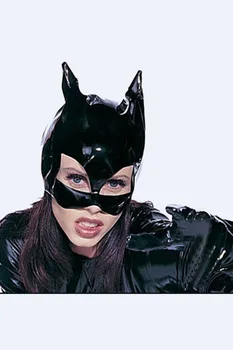 Nemokamas pristatymas Didmeninė Seksualus apatinis Trikotažas naktinis klubas Catwoman Juoda PVC Katė Moterų Oda Atrodo Galvos Kaukė Helovinas Kostiumas