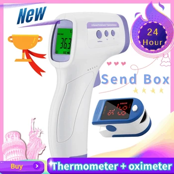 Nemokamas pristatymas + nemokamas oximeter Skaitmeninis Termometras Infraraudonųjų spindulių Kaktos Termometras Ne Kontaktinis Temperatūros Matuoklis Temperatūros Įrankiai