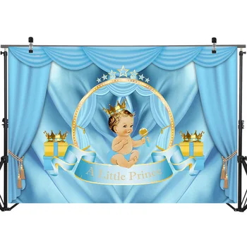 Neoback Royal Berniukas Baby Shower Nuotraukų Foną, Dangaus Mėlyna Uždanga Tamsios Odos berniukas Fone Fotografija