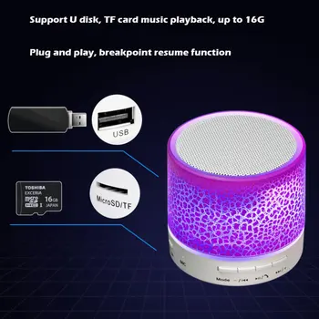 Nešiojamų Kreko Bluetooth Garsiakalbiai Mini Belaidė LED USB Radijas FM MP3 žemų dažnių garsiakalbis Apakinti Disko Kortelę Garso Garsiakalbio Studijų Automobilį