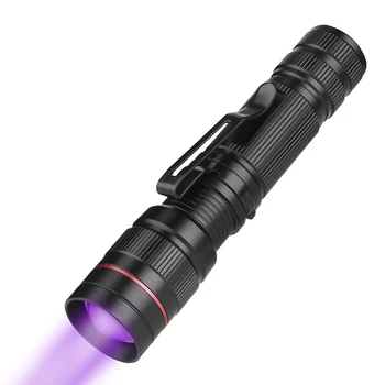 Nešiojamų Zoomable LED UV Žibintuvėlis 395nm Violetinė ultravioletinės Šviesos Lempos UV Žibintuvėlis Lempos 14500 / AA Baterijos Nėra Įskaitant