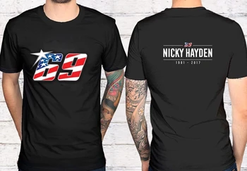 Nicky Haydenas Amerikos Mens Black T-Shirt Medvilnės Atsitiktinis O-Kaklo Marškinėliai