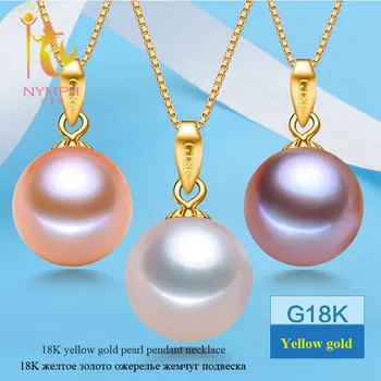 [NIMFA] Pure 18k Aukso Karoliai Pakabukas Perlų Papuošalai Fine Jewelry Natūralių Gėlavandenių Perlų Choker Karoliai Moterų D004