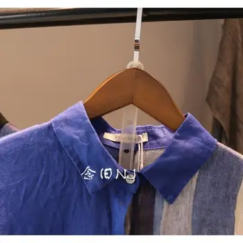 Nomikuma Priežastinis Negabaritinių Moterims Palaidinės Atidaryti Dygsnio 2020 M. Rudens Dryžuotieji Kontrasto Spalvų Blusas Femme Ilgi Marškiniai Cardigan 6D647
