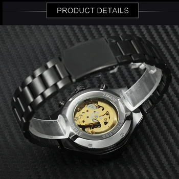 NUGALĖTOJAS Oficialiai Prekės Prabanga Aukso laikrodis Vyrams, Mechaninė Automatinė Verslo Laikrodžiai Skeletas Dial Plieno Dirželis Klasikiniai Laikrodžiai