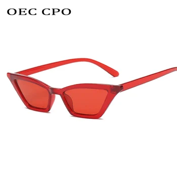 OEC CPO Moterys, Cat Eye Akiniai nuo saulės Moterims Prekės ženklo Dizainas, Vintage Mažas Rėmo Raudona Juoda Saulės Akiniai Vyrų Atspalvių UV400 O69