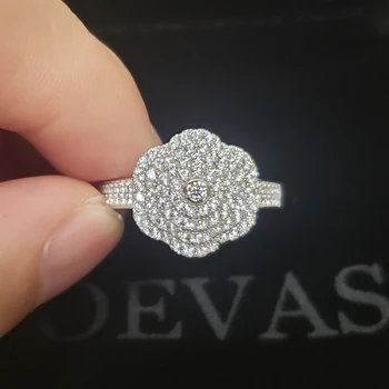 OEVAS 925 Sterlingas Sidabro Putojantis Full High Anglies Diamond Gėlių, Vestuvių Žiedai Moterų Dalyvavimo Šalies Fine Jewelry
