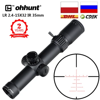 Ohhunt LR 2.4-15X32 IR 35mm Vamzdis Kompaktiškas Medžioklės Riflescopes Stiklo Išgraviruotas Tinklelis Raudonai Apšviestas Akyse Bokštelius Lock Reset taikymo Sritis