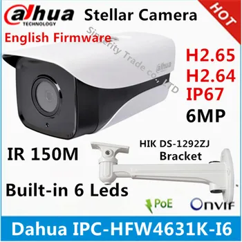 Originalus Dahua IPC-HFW4631K-I6 6MP IP Kamera su POE IP67 built-in 6 led IR150M vaizdo kamera su laikikliu multi-language firmware