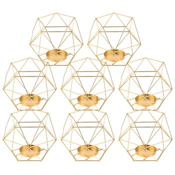 Pakuotėje-8 3D Geometrinis Arbata Šviesos Žvakių Laikikliai Stovai Vestuvių Centerpieces Namų Dekoro ,Aukso