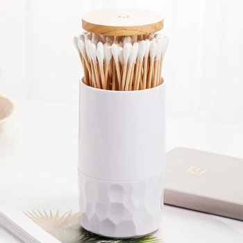 Paprasta bambuko medienos automatinė paspaudus medvilnės tamponu laikiklis dantų krapštuką dėžė automatinė dantų krapštuką turėtojas nešiojamų medvilnės tamponu turėtojas