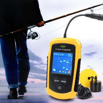PASISEKĖ Nešiojamų Žuvų Ieškiklis Aido geresnį 100M Echolotai LCD Echolotai Fishfinder Aido geresnį žvejybos rusijos FFC1108-1