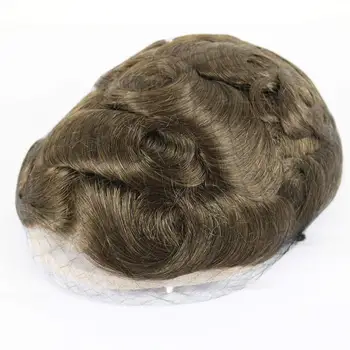 Patvarus ir Kvėpuojanti Oda+ Mono Vyrų Plaukų Toupee Remy Human Hair Vienetų Nekilnojamojo Plaukų Pakeitimo Toupee Vyrų Perukas