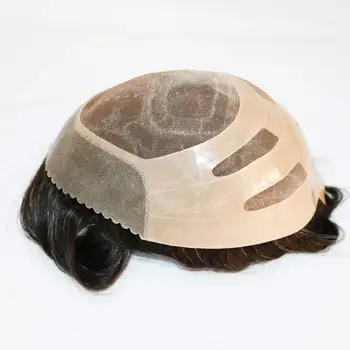 Patvarus ir Kvėpuojanti Oda+ Mono Vyrų Plaukų Toupee Remy Human Hair Vienetų Nekilnojamojo Plaukų Pakeitimo Toupee Vyrų Perukas