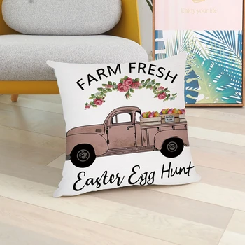 Pavasario Easter Bunny Kiaušinių Pagalvės Užvalkalą Medvilnės Skalbiniai Pagalvėlė Padengti Automobilio Sofa Namų Dekoro
