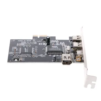 PCI-e 1X IEEE kai 1394a 4 Port(3+1) Firewire Kortelės Adapterį 6-4 Pin Kabelis KOMPIUTERIO M2EC