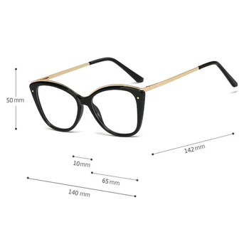 Peekaboo tr90 rėmelis moterų recepto akiniai skaidraus lęšio cat eye akiniai, rėmeliai moterų juodojo aukso pusė metalo dovana priedai