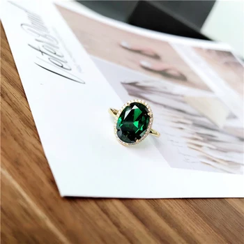 Peri'sBox 10 Dizainų Žalia CZ Stone Žiedai Kvadrato, Ovalo formos Geometrinės Žiedai Moterų Meilė Širdies Derliaus Krovimas Žiedas Reguliuojamas 2020 m.