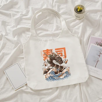 Ponios Drobės Rankinės Tote Krepšys Didelis Peties Shopper Bags Moterų Japonų Stiliaus Ekologinio Sulankstomas Daugkartinio naudojimo Pirkinių Maišelius Bakalėjos