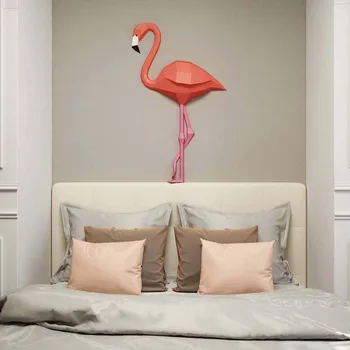 Popieriaus Amatai 100CM Flamingo 3D Geometrinis Gyvūnų, Paukščių Modelį, Namų Dekoro, Sienų Apdaila Galvosūkiai 