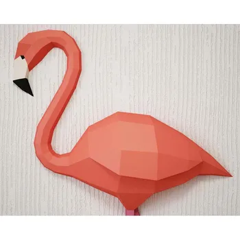 Popieriaus Amatai 100CM Flamingo 3D Geometrinis Gyvūnų, Paukščių Modelį, Namų Dekoro, Sienų Apdaila Galvosūkiai 