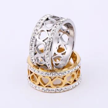 Prabanga Moterų Meilužio Širdį Lediniame Iš CZ Žavesio Žiedai, Papuošalai Aukštos Kokybės Nerūdijančio Plieno Žiedai Dalyvavimo Femme Žiedai