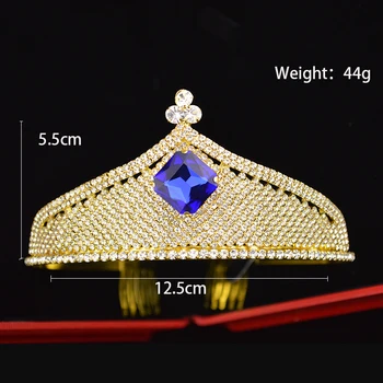 Prabangių Mados Aukso Sidabro Spalvos Rankų Darbo Spalvotų Crystal Crown Nuotaka Vestuvių Plaukų Wiara Ponios Šokių Aksesuarai, Galvos Apdangalai