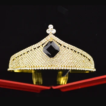 Prabangių Mados Aukso Sidabro Spalvos Rankų Darbo Spalvotų Crystal Crown Nuotaka Vestuvių Plaukų Wiara Ponios Šokių Aksesuarai, Galvos Apdangalai