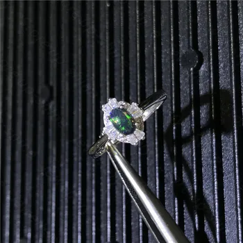 Prabangos atmosferą karšto pardavimo stilius natūralus juodas opalas žiedas 925 sidabro moterų žiedas rafinuotas ir elegantiškas