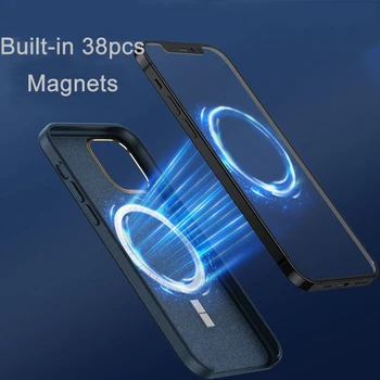 Premum PU Odos Galinį Dangtelį iPhone 12 Pro Max Mini 5.4 6.1 6.7 Cm Apsauginė Minkšta Magnetas Atveju Magsafe