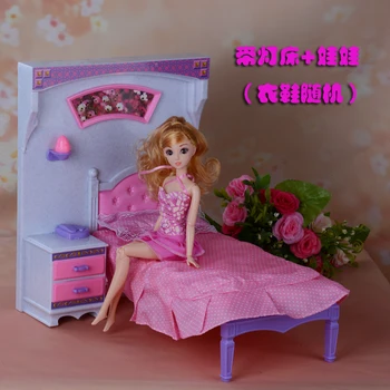 Princesė lova Odininkas Nustatyti lėlės miegamasis barbie lėlės,lėlių baldai lėlės barbie priedai
