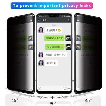 Privatumo Apsauga Kino Grūdintas Stiklas Huawei P 10 20 pro plus lite garbę 9 lite 10 Screen Protector, Stabdžių Peeping COOLTODAY