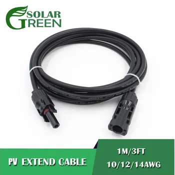 PV+1M(3FT) pratęsti kabelis 10AWG 12AWG 14AWG Saulės ilgiklis serijos prisijungti pv grupės Laidas PV Jungtis 2.5mm2 4mm2 6mm2