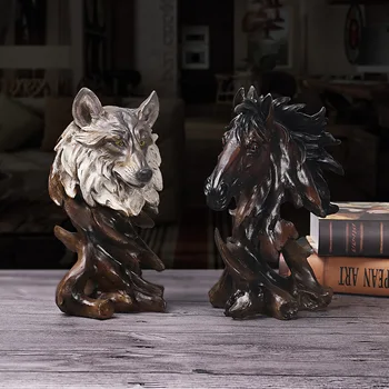 Retro Kūrybos Medžio Imitacija Šaknis Modeliavimas Gyvūnų Galvos Erelis Ir Tigras Ornamentu Figūrėlės Office Home Papuošalų, Dovanų Idėjos