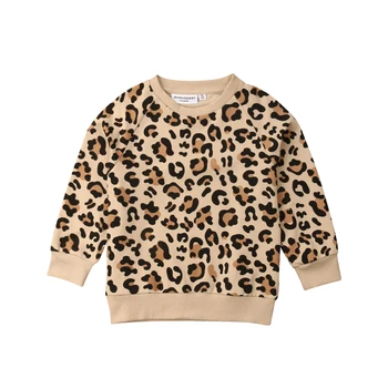 Rudenį, Žiemą Bamblys Vaikams Baby Girl Berniukui ilgomis Rankovėmis Megztinis Topai marškinėliai Atsitiktinis Leopardas Spausdinti Šiltas ilgomis Rankovėmis Megztinis
