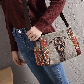 RUWB lady nacionalinės stiliaus mažų drobė maišelis moterų retro atsitiktinis pečių krepšiai, merginos gatvės vintage 