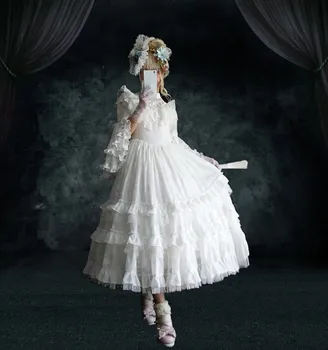 Rūmuose princesė saldus lolita suknelė retro pasakų elegantiškas falbala aukšto juosmens viktorijos suknelė kawaii girl gothic lolita op loli cos