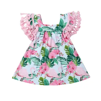 Saldus Kūdikiams, Vaikiška Baby Girl 0-18M Suknelė Flamingo Kutas Suknelė Gėlių Beach Party Suknelės